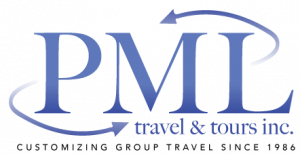 PML Travel and Tours Inc. logo. Customizing group travel since 1986.